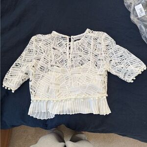 French Connection Cream Lace Top
